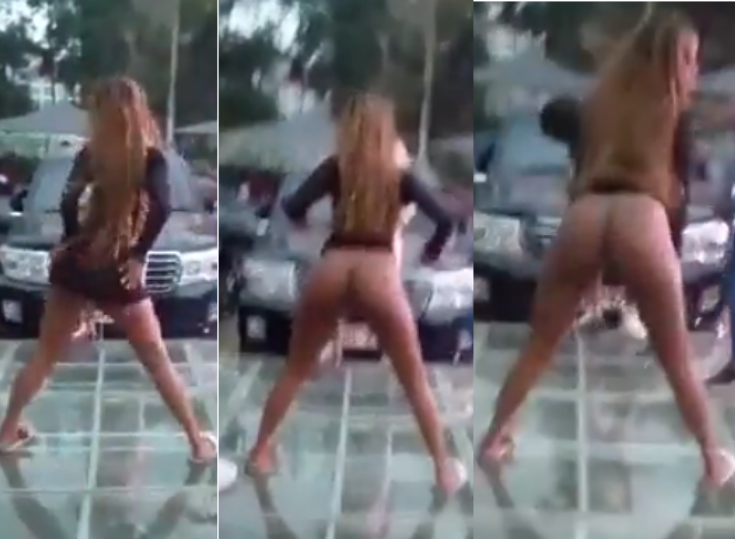 Watch lady display her naked booty while twerking