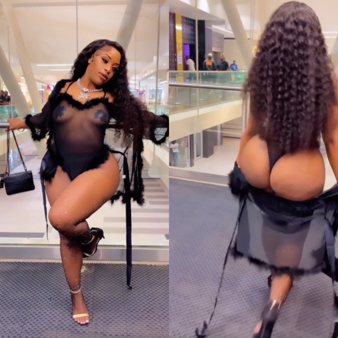 Watch Cindy Makhathini Expose Her Naked Booty At The Shopping Mall