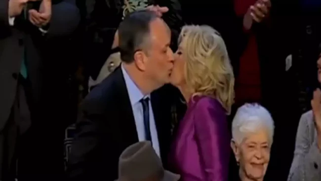Watch Moment Jill Biden 'Intimately' kisses Kamala Harris's Husband In Viral Video