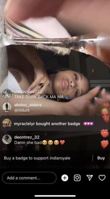 Lil Durk Ex Fiance India Royale Has a Nudes Nip Slip On IG Live