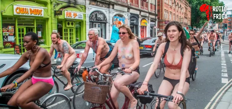 Nude Cyclists Participate In World Naked Bike Ride Held In Capitol Square