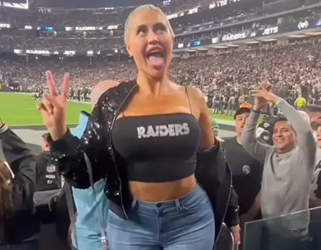 Raiders Fan Model Danii Banks Flashes Boobs to the Crowd 1