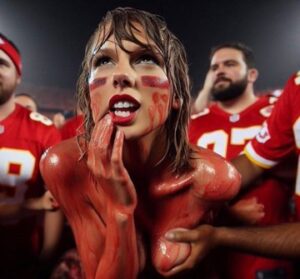 Trolls Shares AI Picture Of Kansas City Chiefs Fans Touching Taylor Swift Ass Painted In Red Paint In The Stadium With FK ME 1