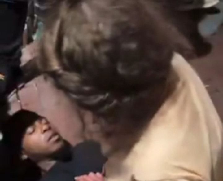 Drunk White Woman Riding The Dick Of Black Man In Cowgirl Sex Style While Getting Raped On The Ground At Bourbon Street During Mardi Gras Parade