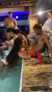 Naughty White Woman Gives Him A BlowJob In Public